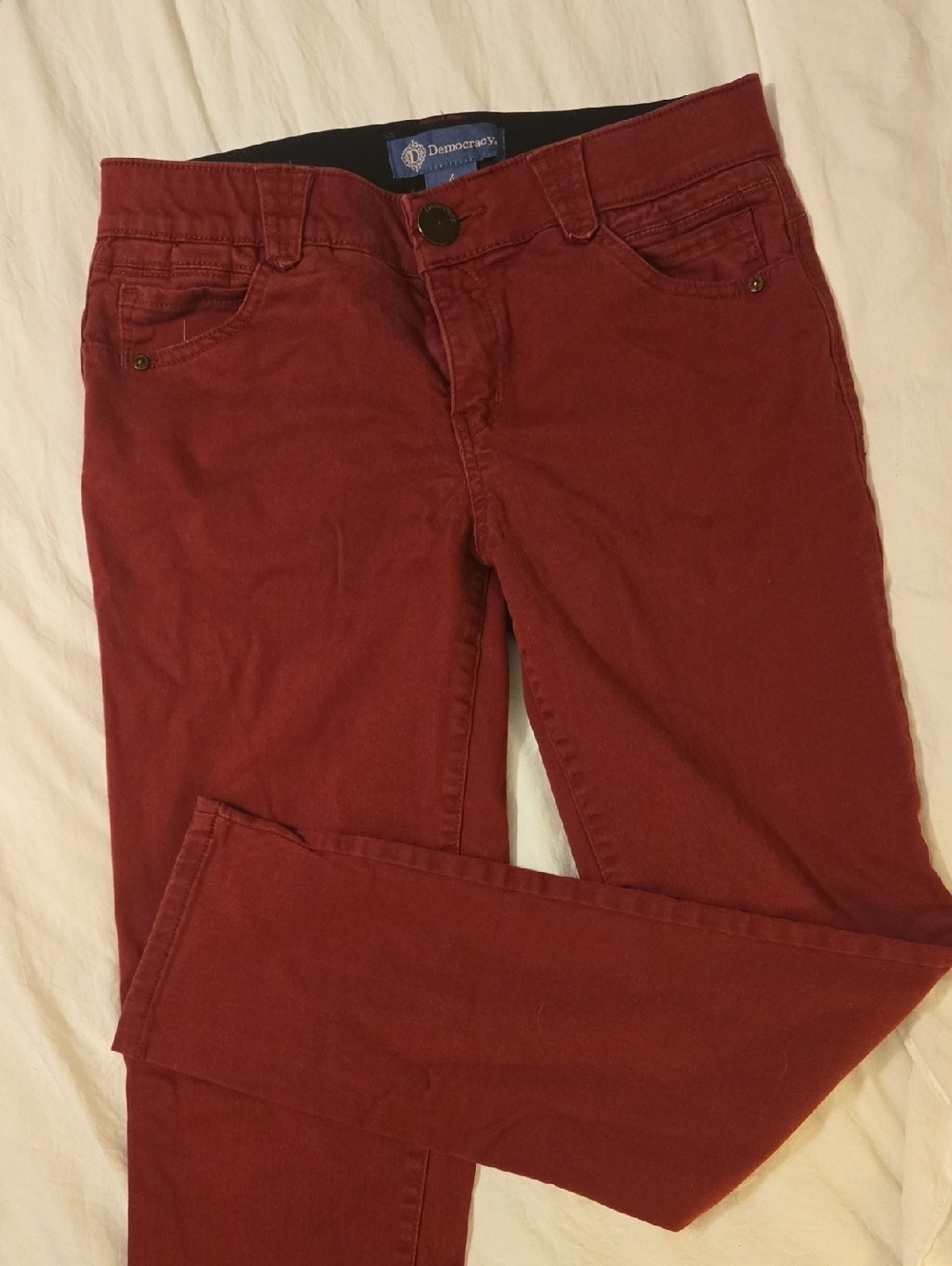 Democracy Wine Red Slim Trousers